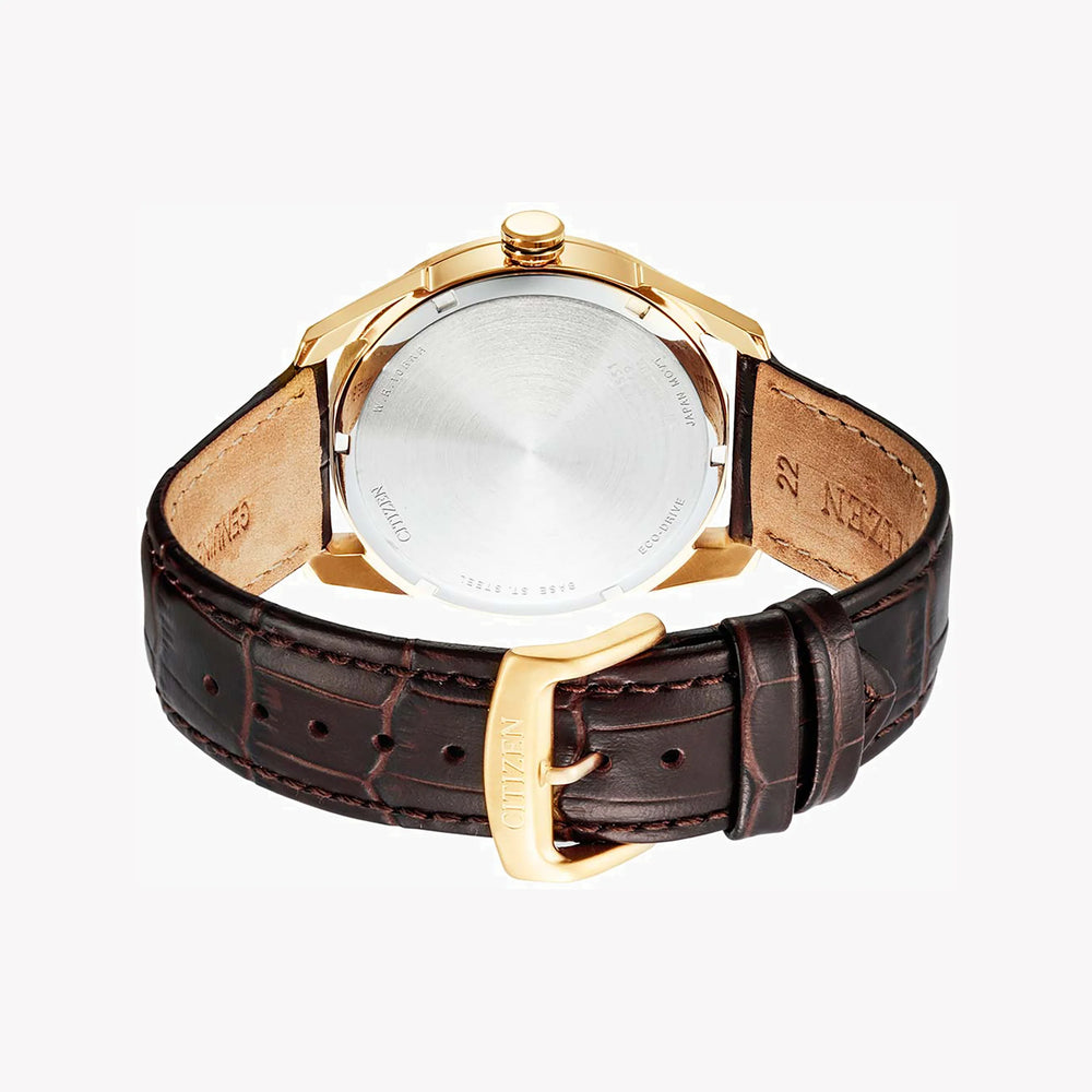 Citizen Aw0082-19a - Elegantly Timeless Men's Eco-Drive Watch In Gold & Brown by i-watch