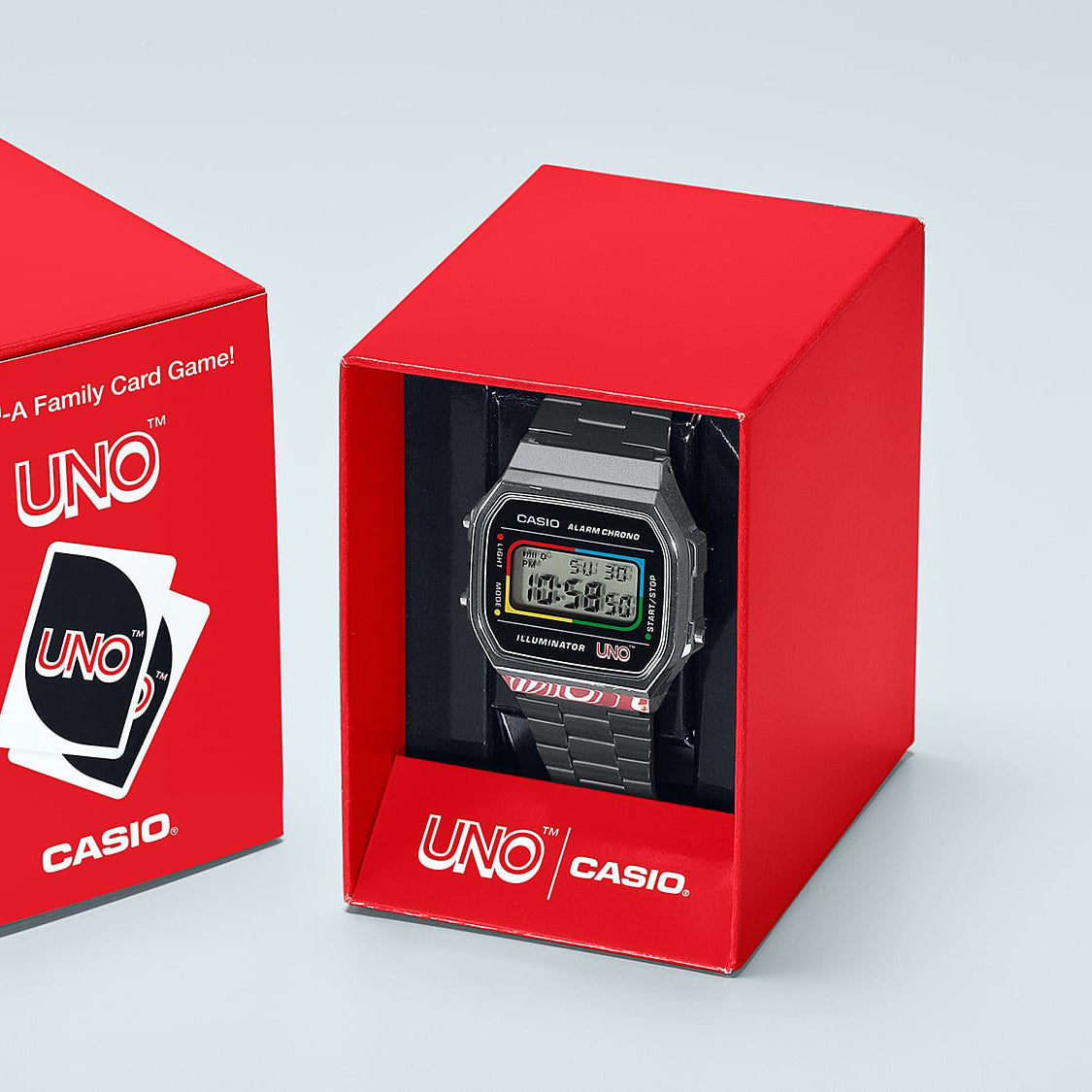 Casio A168WEUC-1A UNO™ collaboration model