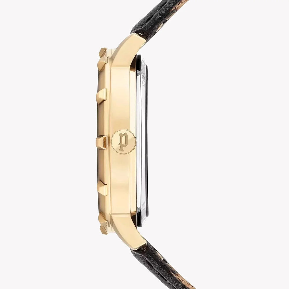 Police Women's Gold Stainless Steel, Black Leather | Pl-16041msg_02 by i-watch