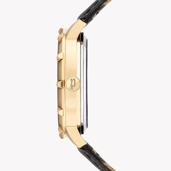 Police Women's Gold Stainless Steel, Black Leather | Pl-16041msg_02 by i-watch