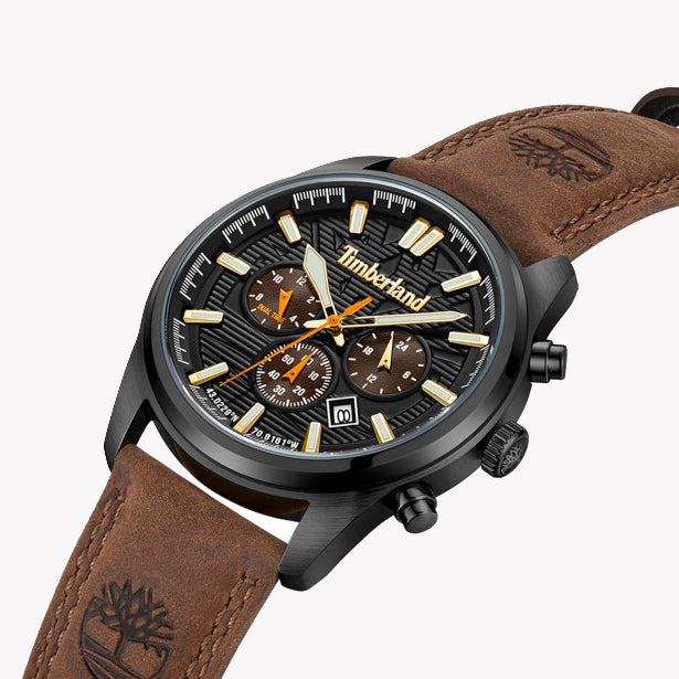 TIMBERLAND TDWGF0009603 BOLD RELIABILITY - MEN'S STYLISH RUGGED WATCH with Black Dial & Brown Leather Band-i-Watch-3