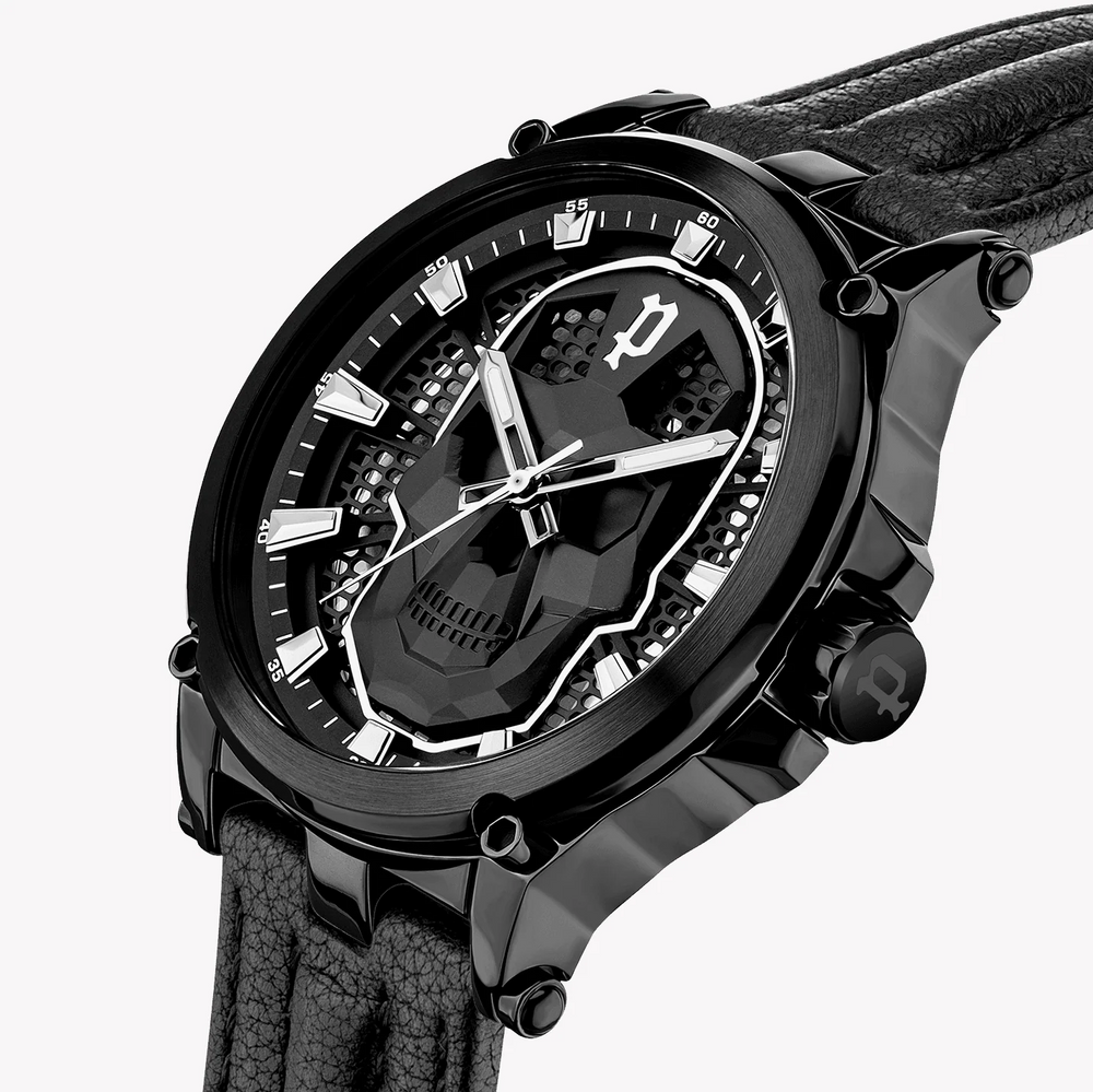 Police Men's Black Stainless Steel Watch, Black Leather | Pewja2108201 by i-watch