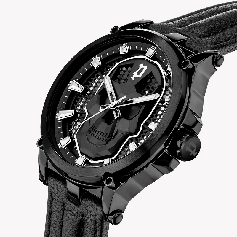Police Men's Black Stainless Steel Watch, Black Leather | Pewja2108201 by i-watch