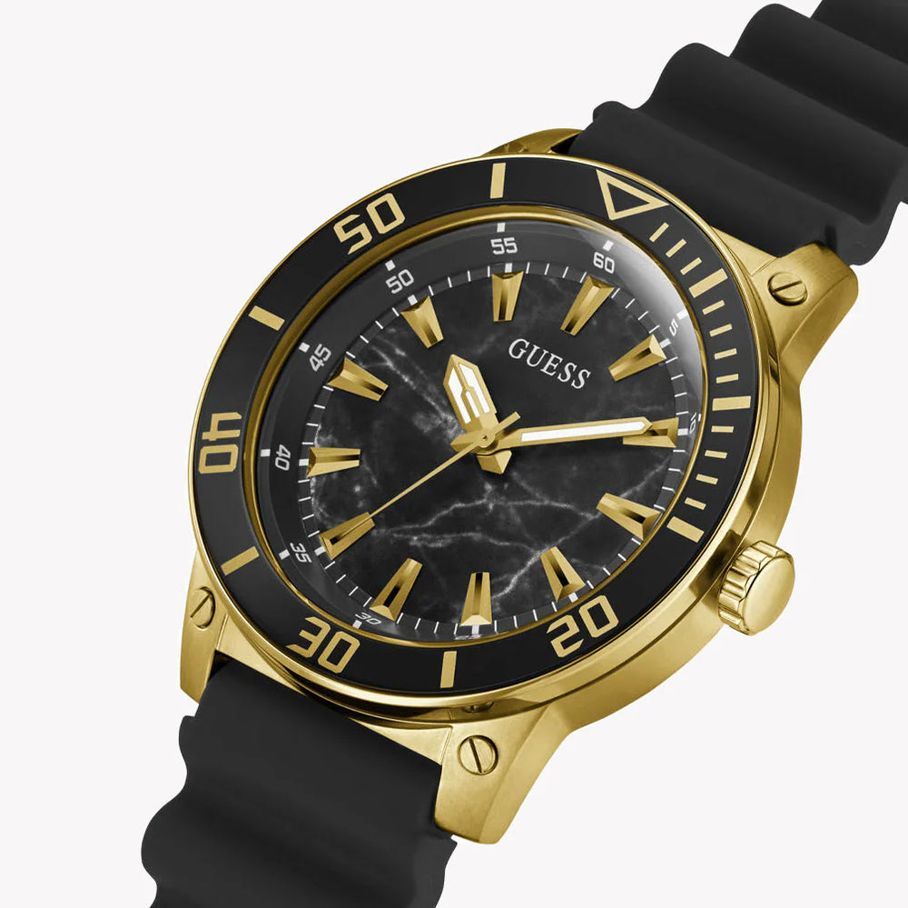 Guess Men's Gold Stainless Steel Watch, Black Silicone | Gw0420g2 by i-watch