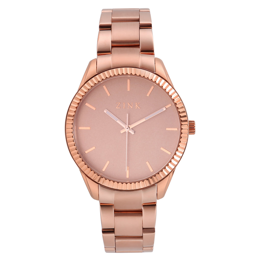 ZINK Women's Watch with Rose Gold Stainless Steel Case and Rose Gold Stainless Steel Band