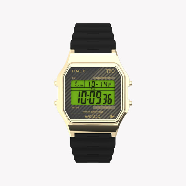 TIMEX T80 GOLD TONE & BLACK LENS - RETRO REIMAGINED UNISEX WATCH WITH RESIN STRAP