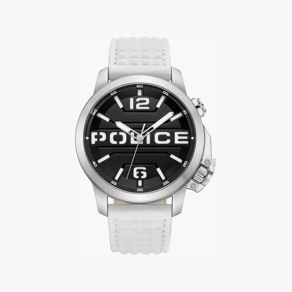 Police Men's Silver Leather Watch, Black Dial | Pewjd0021704 by i-watch