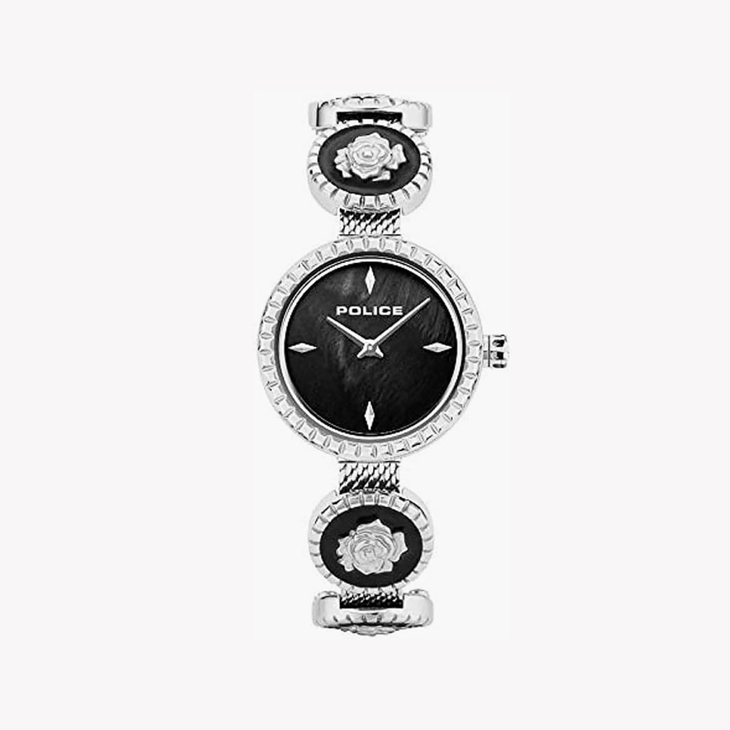 POLICE P16026LS30MM - ELEGANT TIMEPIECE FOR MODERN WOMEN - STYLISH BLACK DIAL & SILVER BAND