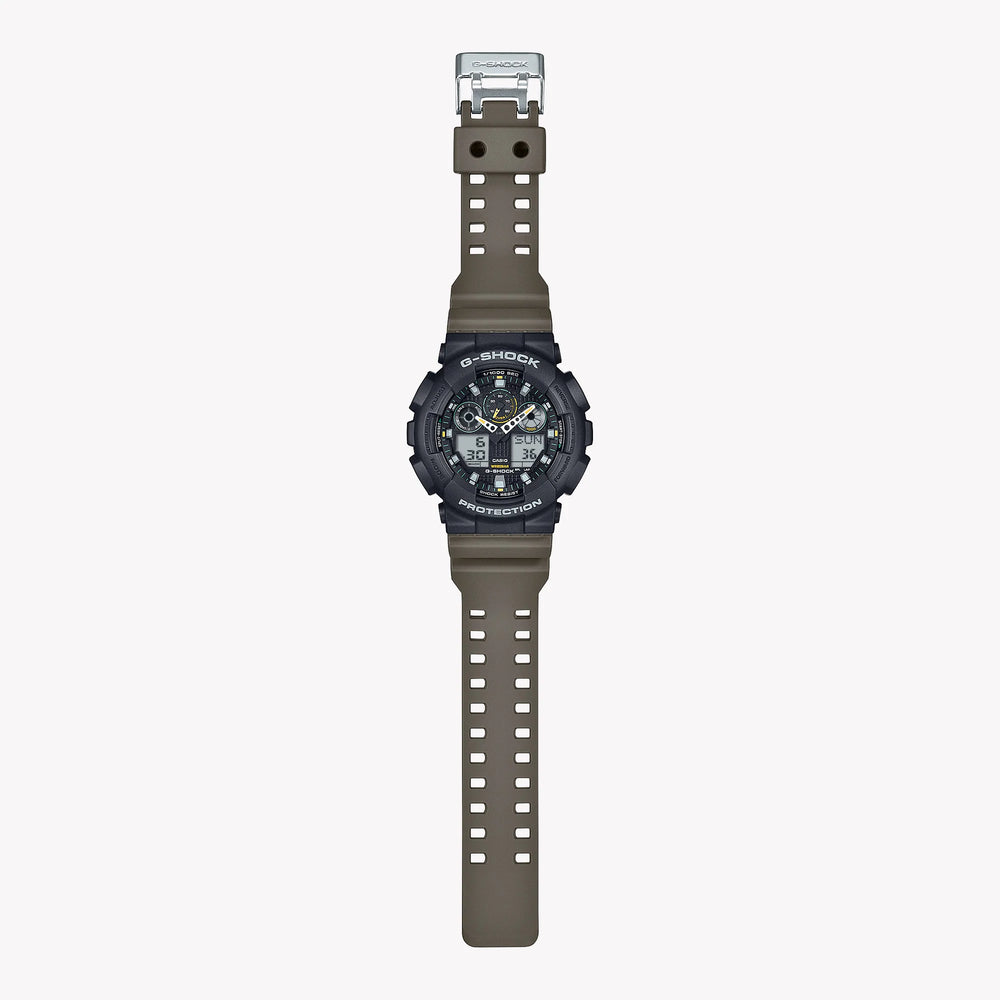 Casio Men's Resin Watch, Black/Yellow | Ga-100tu-1a3e by i-watch