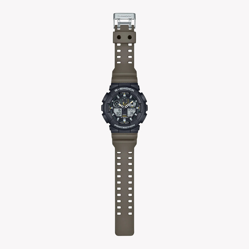 Casio Men's Resin Watch, Black/Yellow | Ga-100tu-1a3e by i-watch