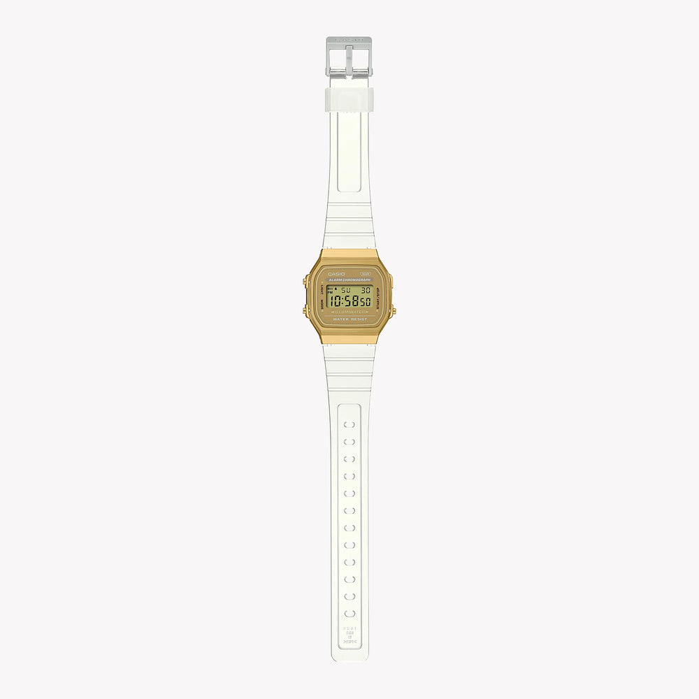Casio Unisex Gold Resin Watch, White Band | A168xesg-9adf by i-watch