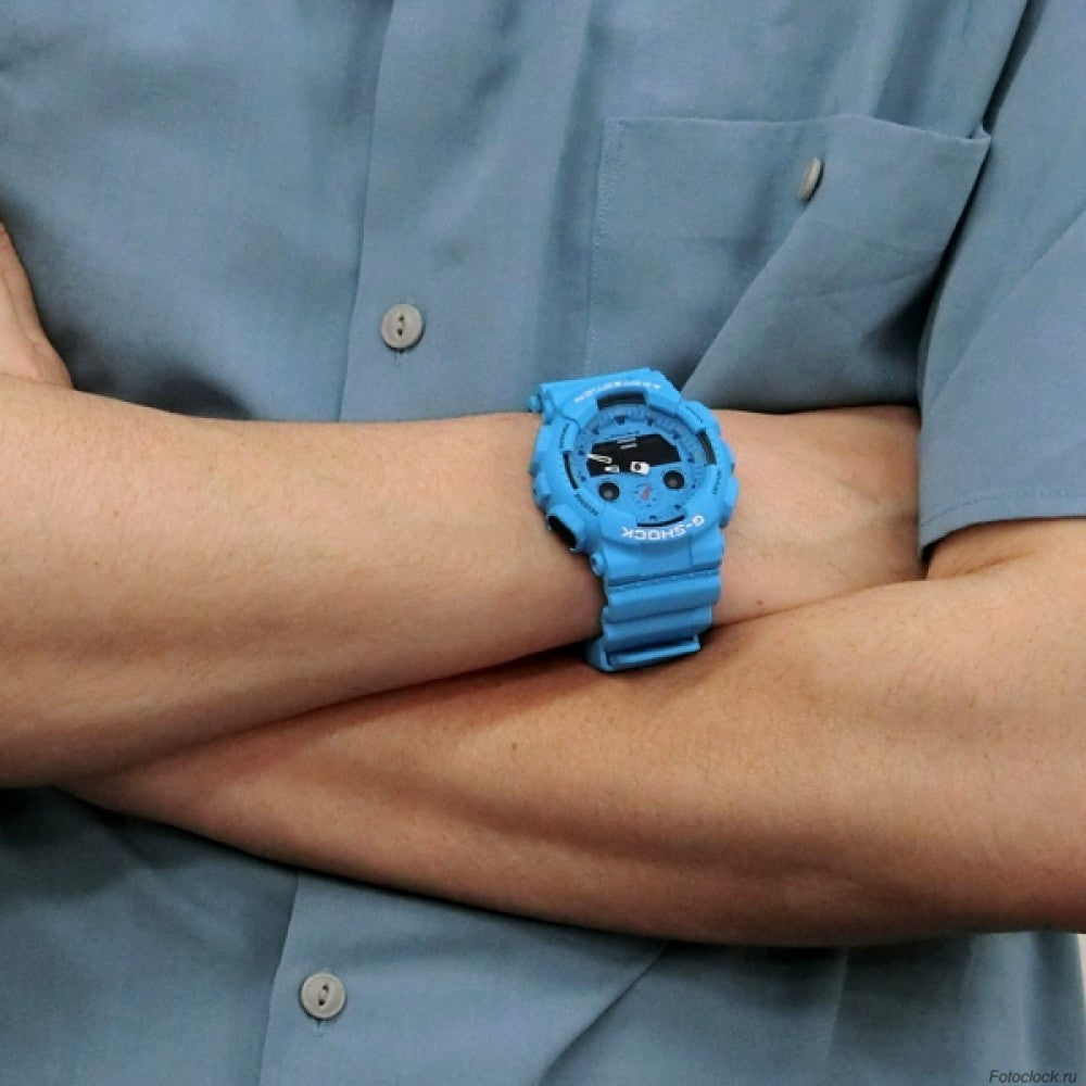 G-SHOCK GA-100RS-2ADR - BOLD ADVENTURE Unisex Watch with Vibrant Blue Resin Band & Rugged Digital Features-i-Watch-5