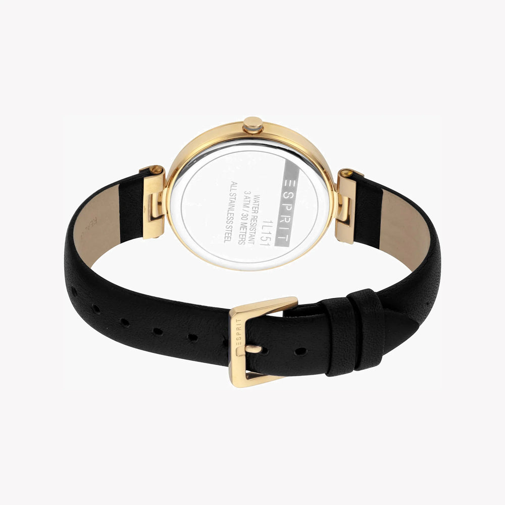 Esprit Women's Black Leather Watch, Black Dial | Es1l147m0065 by i-watch