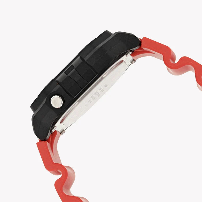 Casio Men's Black Resin Watch, Red Band | W-218h-4bv