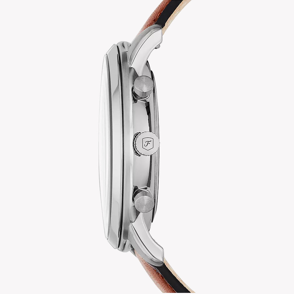 FOSSIL FS5453 CLASSIC ELEGANCE - STAINLESS STEEL MEN'S WATCH WITH BLUE DIAL & BROWN LEATHER STRAP-i-Watch-2