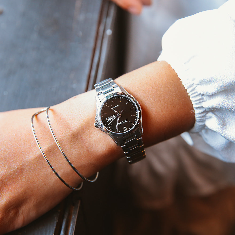 CITIZEN EQ0591-81E - ELEGANT TIMEPIECE - STUNNING BLACK DIAL & SILVER STAINLESS STEEL - WOMEN'S WATCH-i-Watch-4