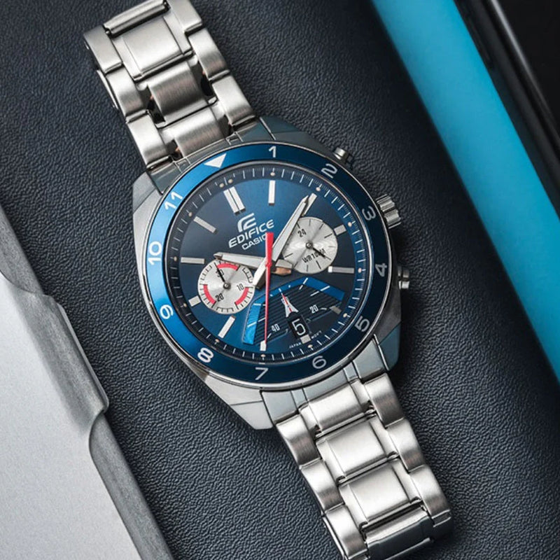 Casio Edifice Efv-590d-2avudf - Sporty Elegance Men's Watch With Blue Dial & Stainless Steel Band by i-watch