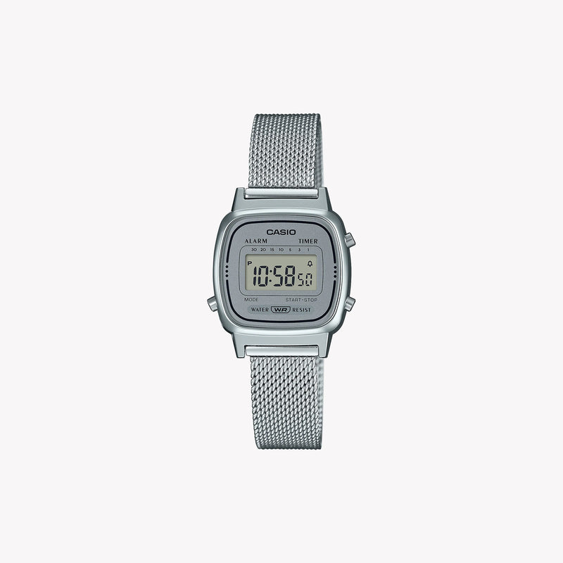 Casio Women's Silver Digital Watch, Resin & Stainless Steel | La670wem-7ef by i-watch