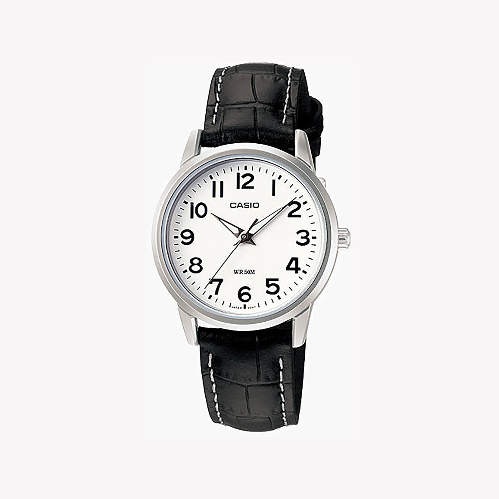 Casio Women's Silver Watch, Black Leather Band | Ltp-1303l-7bvdf by i-watch