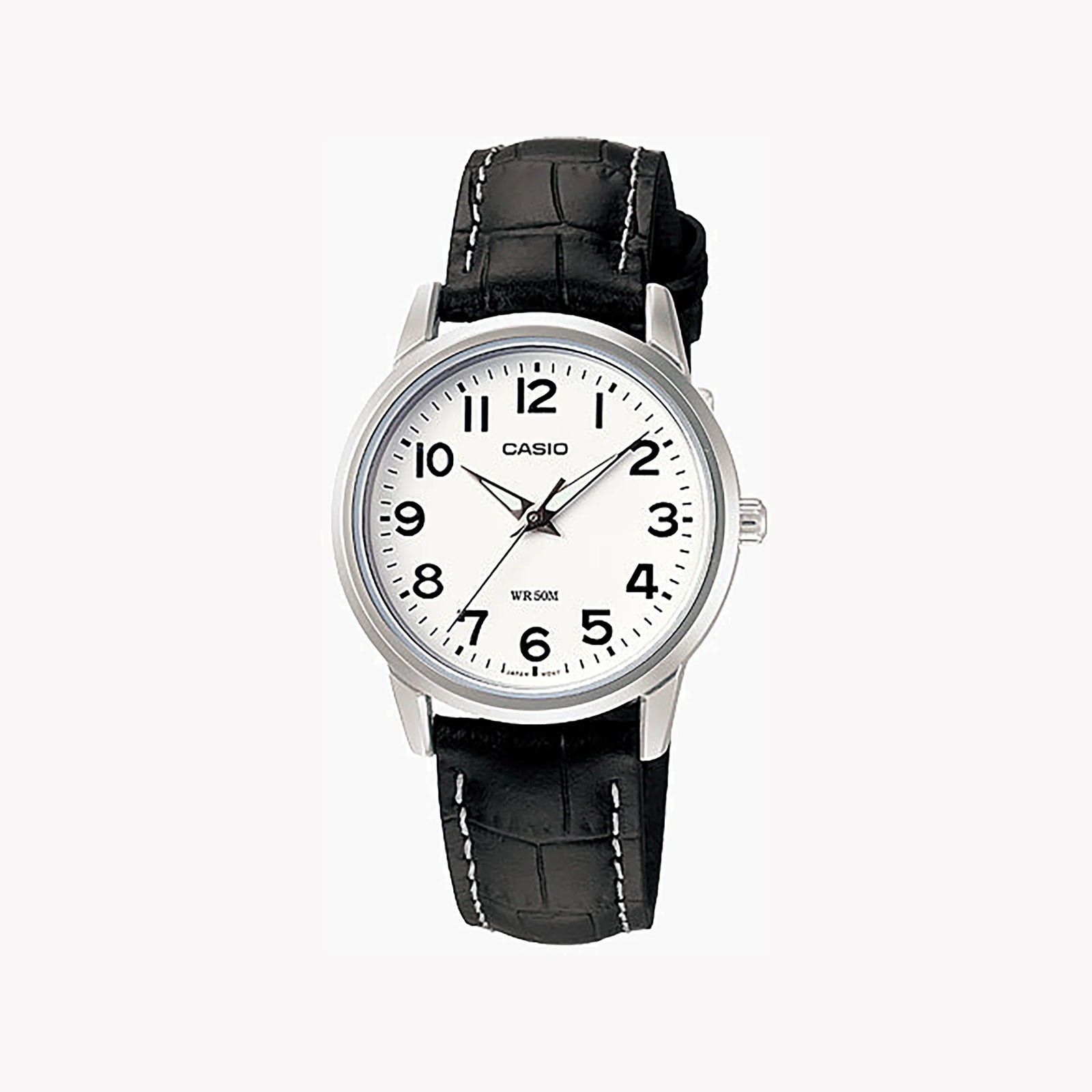 Casio Women's Silver Watch, Black Leather Band | Ltp-1303l-7bvdf by i-watch