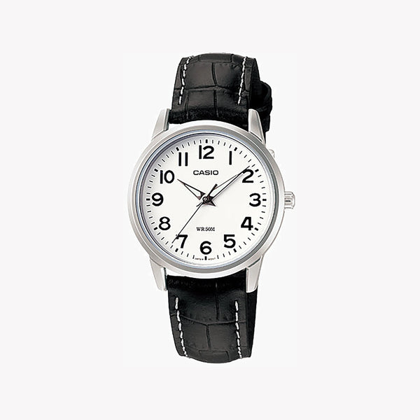 Casio Women's Silver Watch, Black Leather Band | Ltp-1303l-7bvdf by i-watch
