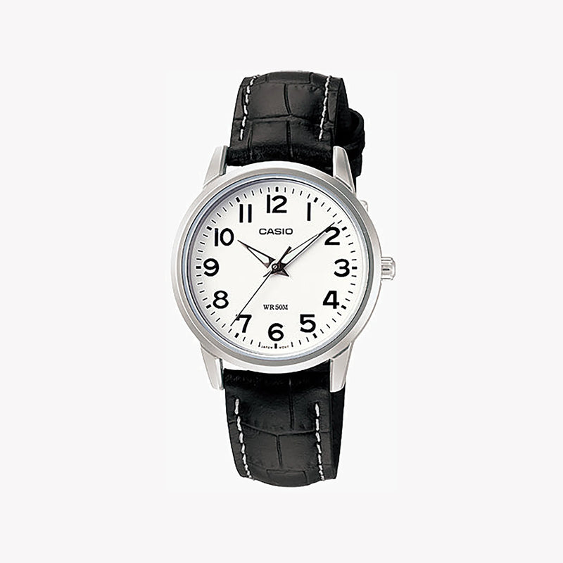 Casio Women's Silver Watch, Black Leather Band | Ltp-1303l-7bvdf by i-watch