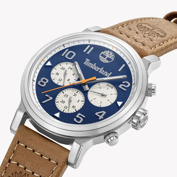 Timberland Men's Silver Leather Watch, Blue Dial | Tdwgf0028904 by i-watch