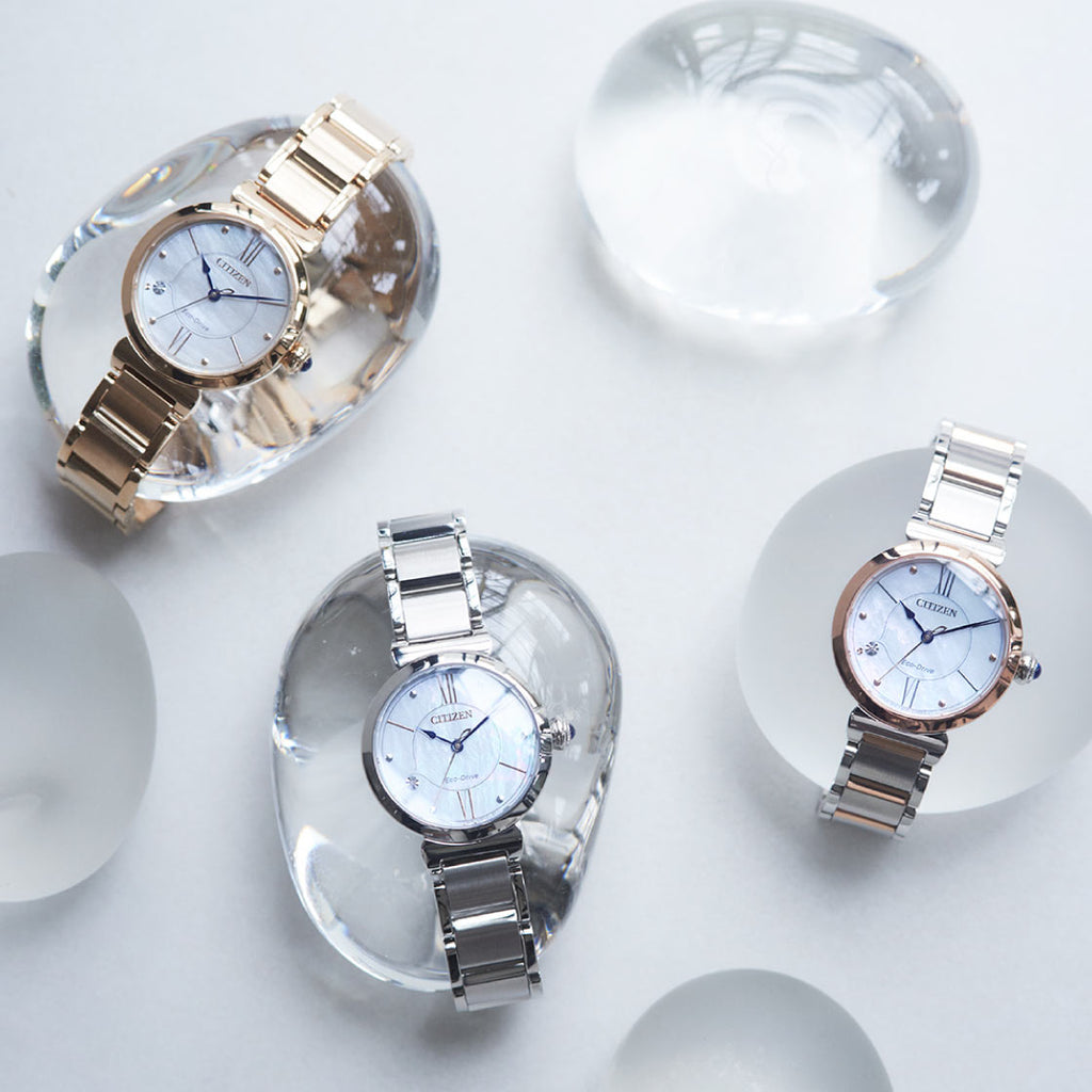 ساعة سيتيزن EM1070-83D راديانت إليجانس - قرص نابض بالحياة متعدد الألوان وساعة نسائية صديقة للبيئة