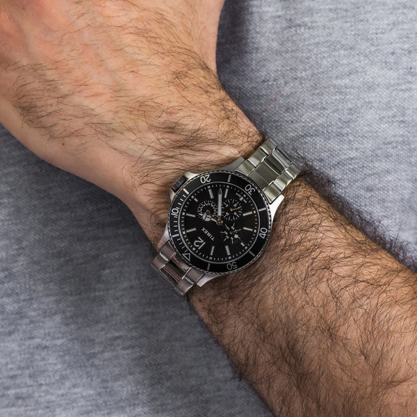 Timex Men's Silver Stainless Steel, Black Dial | Tw2u13100