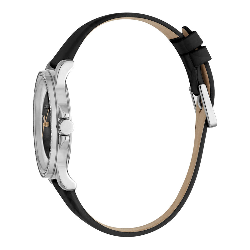 Esprit Women's Watch With Silver Stainless Steel Case And Black Leather Band by i-watch