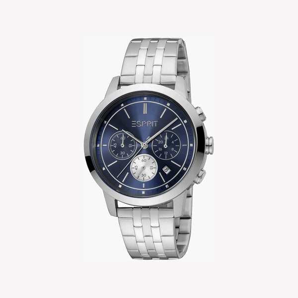 Esprit Men's Silver Stainless Steel Watch, Blue Dial | Es1g200m0025 by i-watch