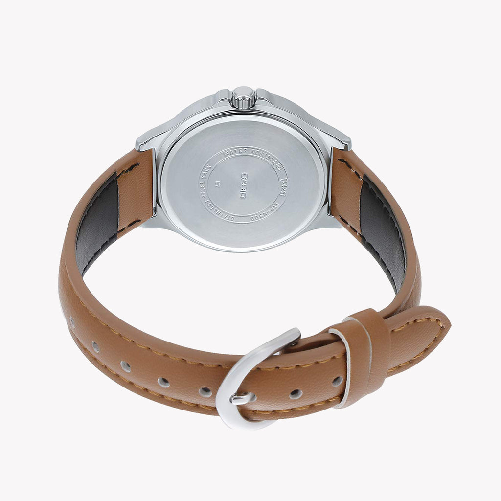 CASIO LTP-V300L-7A2UDF ELEGANT SPORTY CHIC - Women's Silver & Brown Leather Watch-i-Watch-2