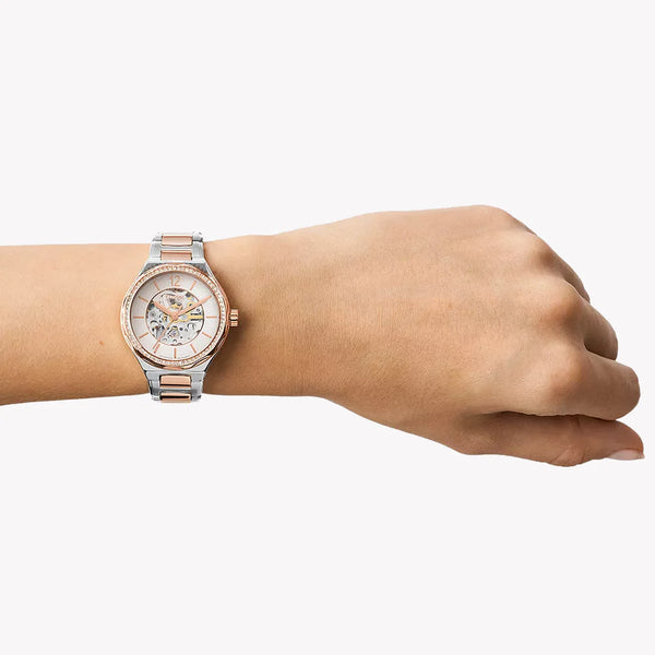 Fossil Women's Silver & Rose Gold Watch, White Silver Dial | Bq3780 by i-watch