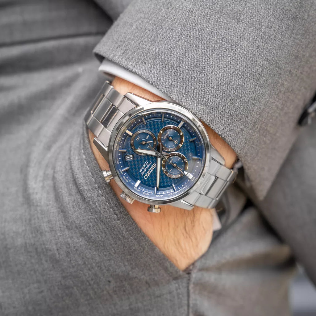 SEIKO SSB387P1 Men's Quartz Watch - Dark Blue Dial, 41.6mm-i-Watch-2