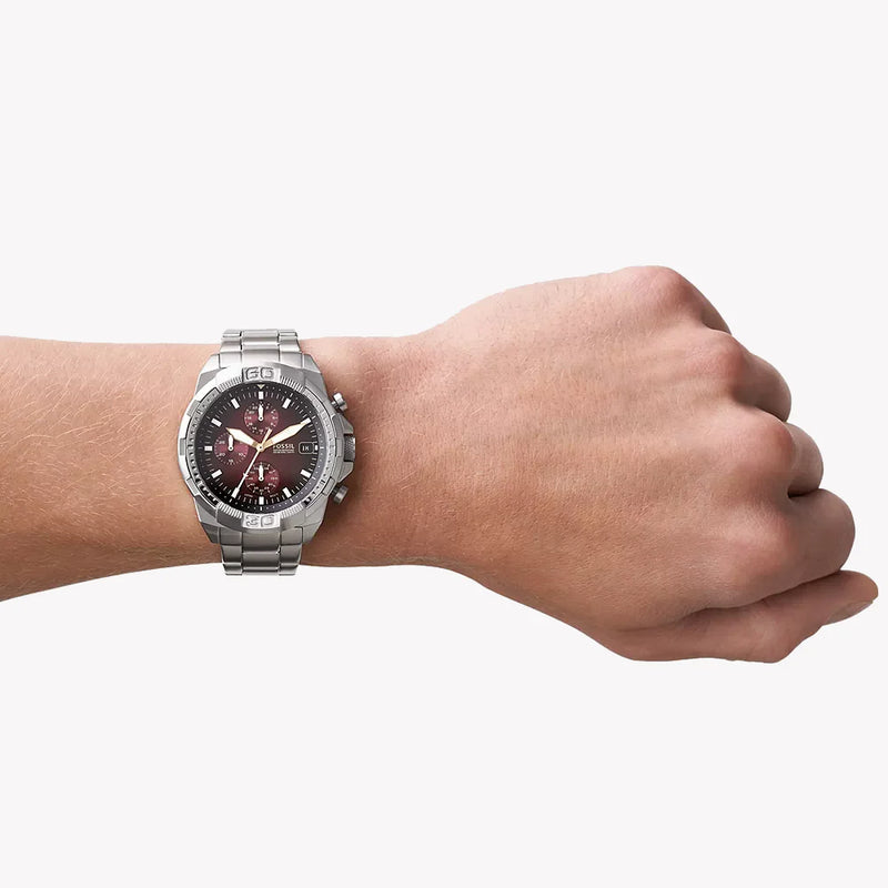 Fossil Men's Silver Stainless Steel, Brown Dial | Fs5878 by i-watch