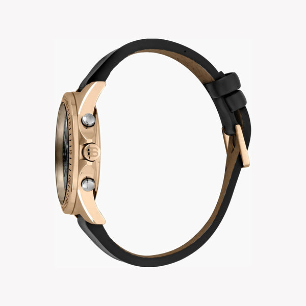 ESPRIT MEN'S TIMEPIECE - BLACK LEATHER & ROSE GOLD STAINLESS STEEL CLASSIC 44MM WATCH-i-Watch-2