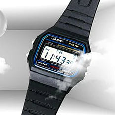 CASIO F-91W-1 SPORTY VERSATILITY - FUNCTIONAL FLAIR FOR ACTIVE LIFESTYLES Unisex Digital Watch with black resin band and LED display.-i-Watch-2