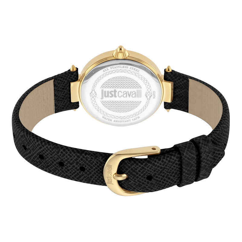 Just Cavalli Women's Gold Stainless Steel Watch, Black Leather Band | Jc1l076l0025 by i-watch