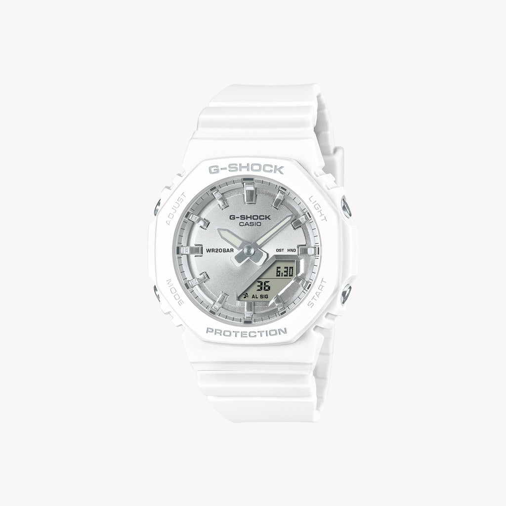 CASIO G-SHOCK GMA-P2100VA-7A ELEGANT STRENGTH - TIMELESS SOPHISTICATION Women's Watch with white resin band and silver accents