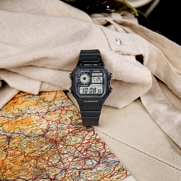 Casio Men's Black Resin Watch, Digital Display | Ae-1200wh-1avef by i-watch