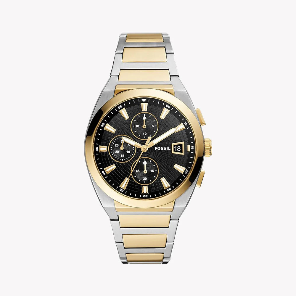 Fossil Men's Silver & Gold Watch, Black Dial | Fs5879 by i-watch