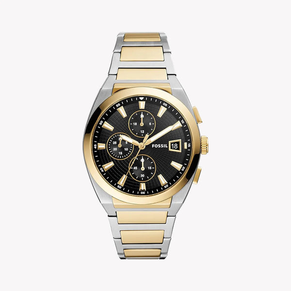 Fossil Men's Silver & Gold Watch, Black Dial | Fs5879 by i-watch