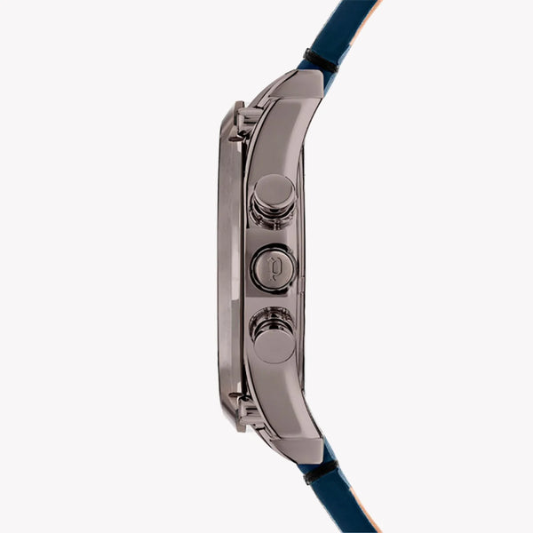 Police Men's Silver & Blue Leather Watch, Black Dial | P15381jsu61b by i-watch