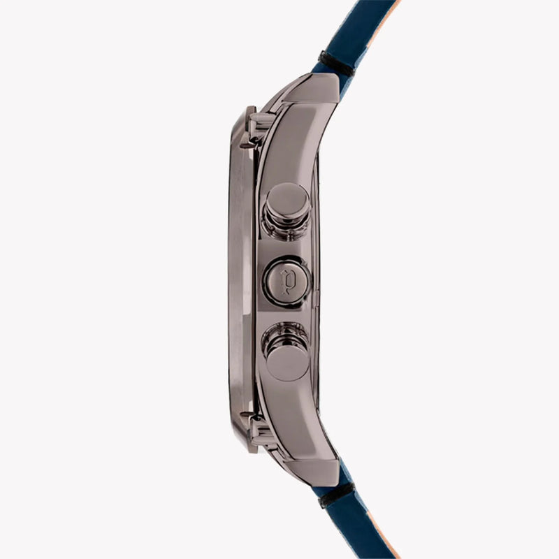 Police Men's Silver & Blue Leather Watch, Black Dial | P15381jsu61b by i-watch