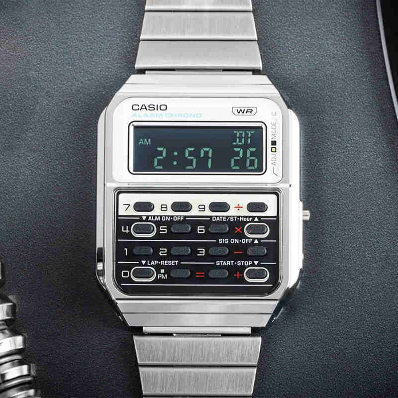 Casio Unisex Silver Digital Watch, Chrome Plated Resin | Ca-500we-7b by i-watch