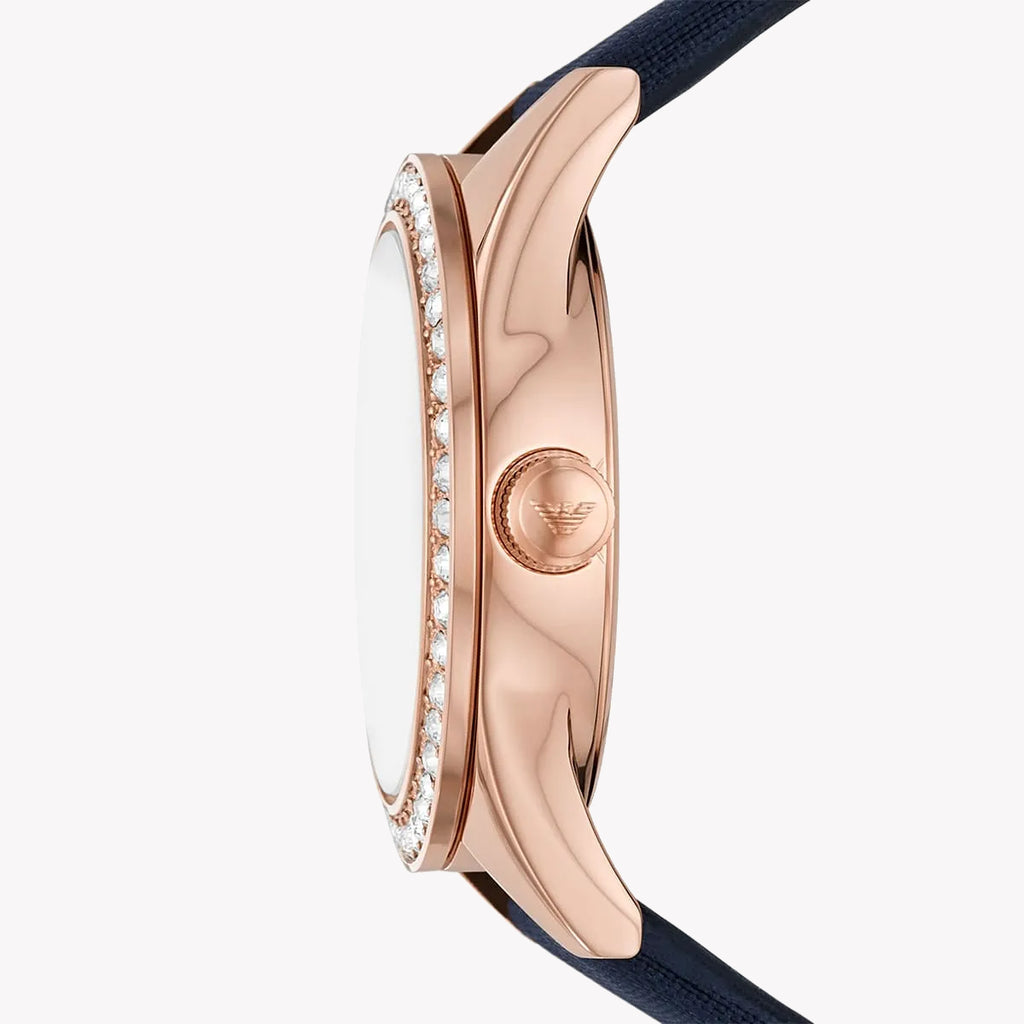 EMPORIO ARMANI AR11448 - ELEGANT ROSE GOLD TIMEPIECE - MODERN WOMEN'S WATCH WITH BLUE LEATHER BAND-i-Watch-2