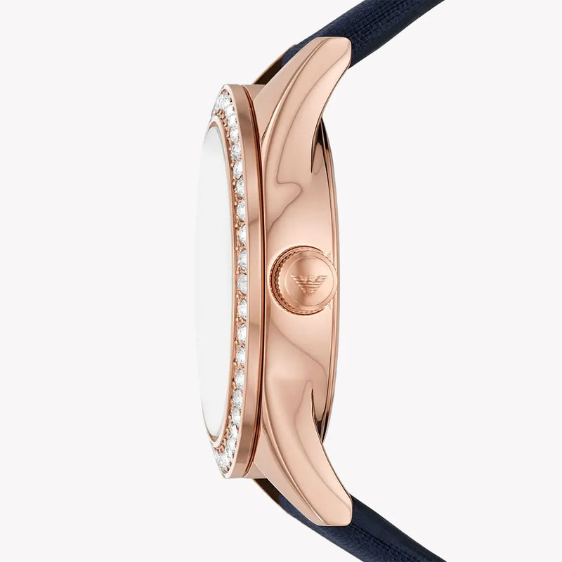 Emporio Armani Women's Rose Gold Watch, Blue Leather | Ar11448 by i-watch