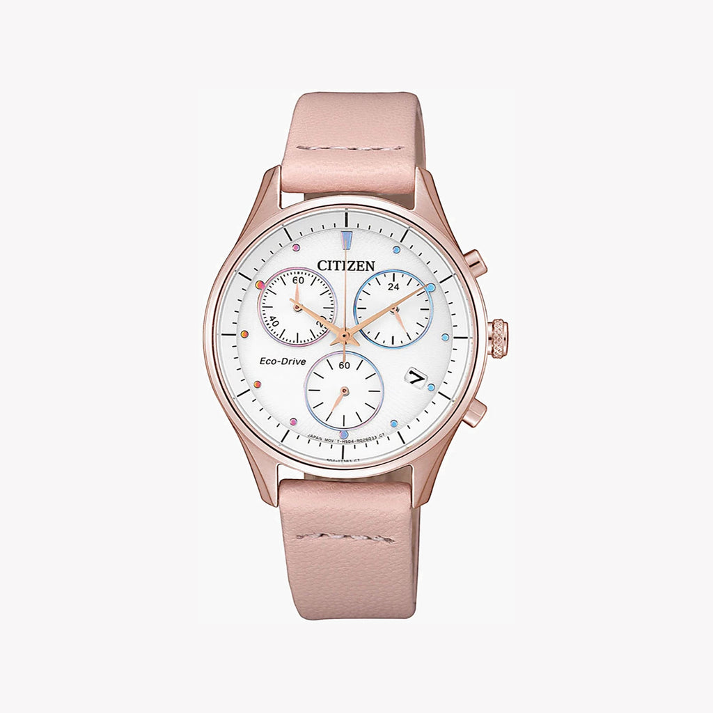 CITIZEN FB1443-08A ELEGANT TIMEKEEPER - STYLISH ECO-DRIVE WOMEN'S WATCH with White Dial & Brown Leather Band