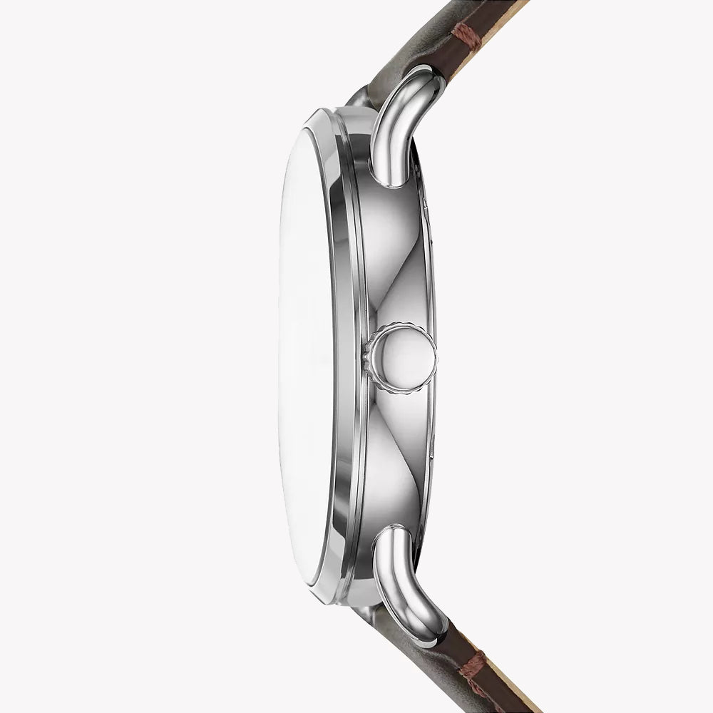 FOSSIL FS5663 TIMELESS ELEGANCE - MEN'S STAINLESS STEEL WATCH WITH BROWN LEATHER STRAP-i-Watch-2