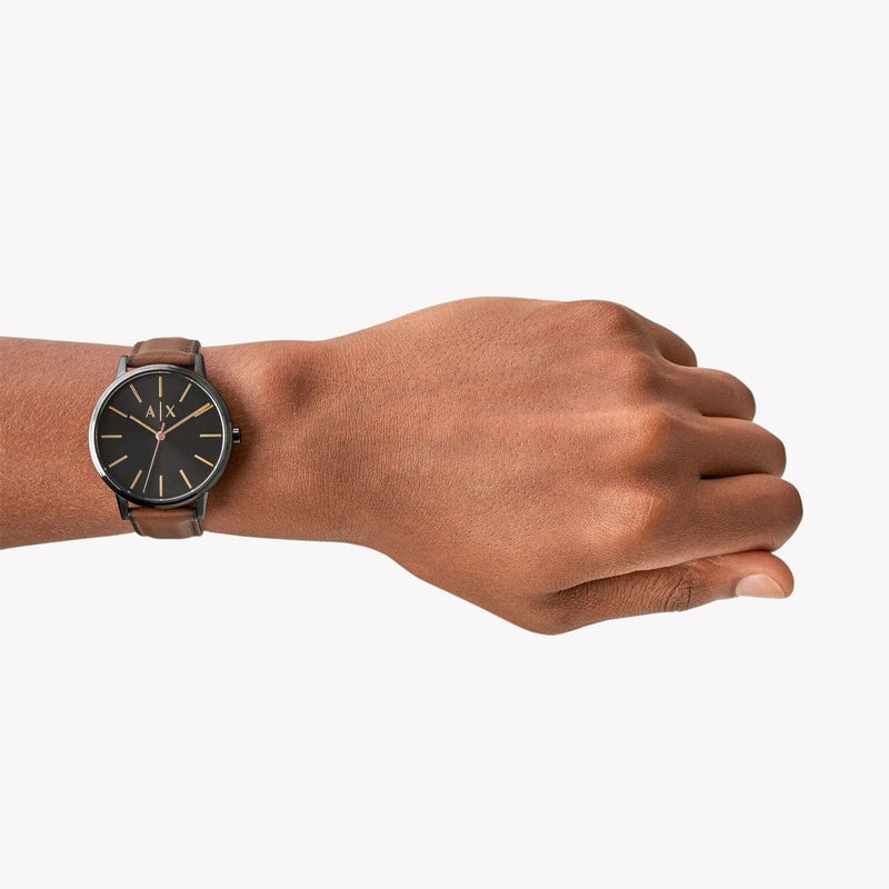 Armani Exchange Men's Black Leather Watch, Stainless Steel | Ax2706 by i-watch